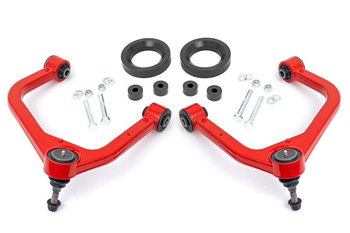 GMC Sierra 1500 Leveling Kit - Front - Rough Country - 1.75 Inch Leveling Kit | Forged Red UCA - Red - '19-'25
